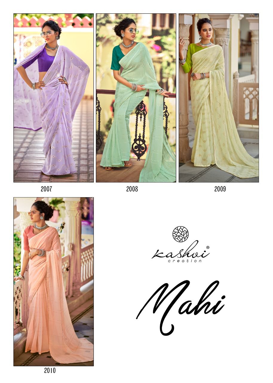 lt saree kashvi creation maahi chiffon graceful print saree catalog