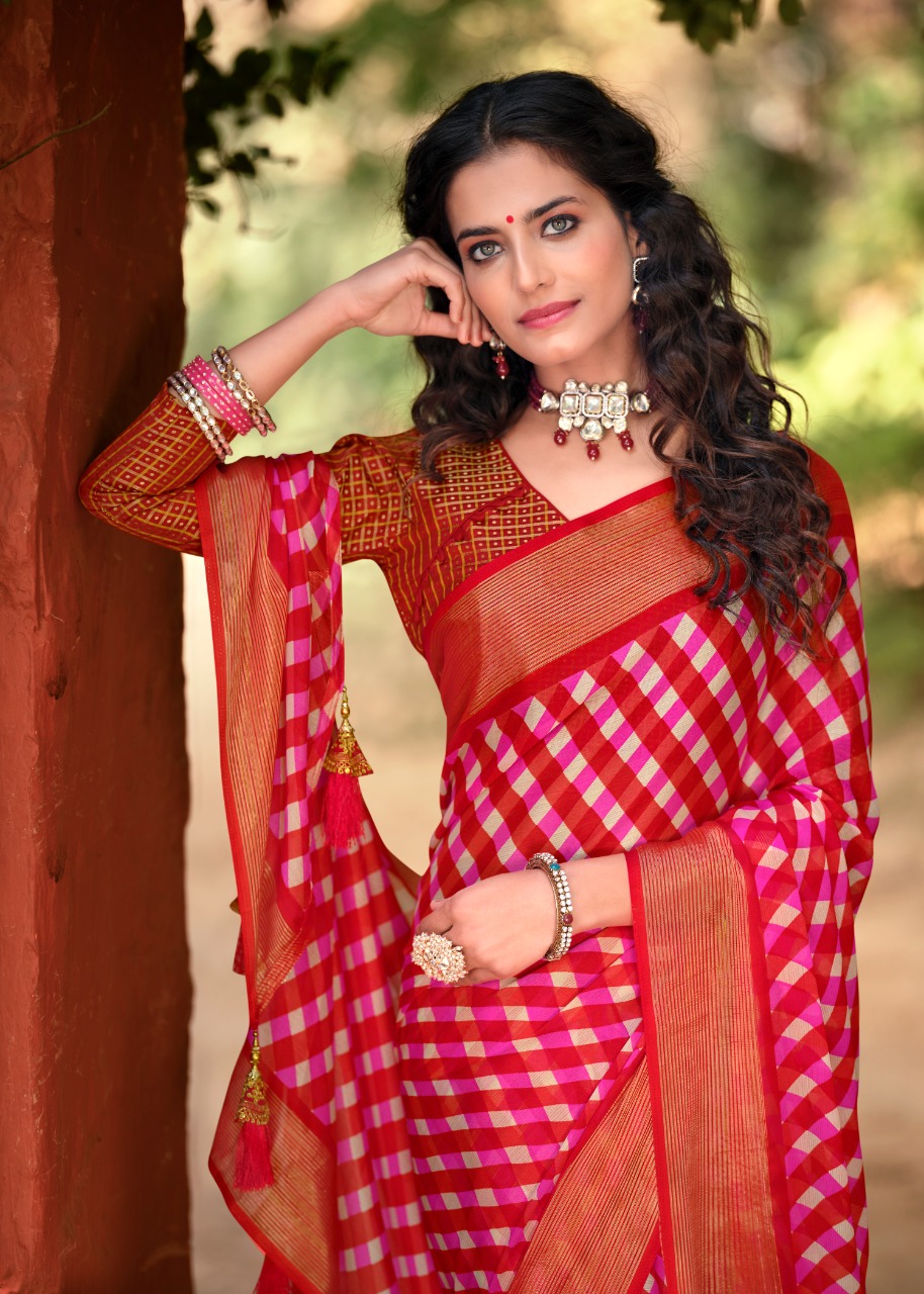 lt saree kashvi creation palash Butterfly Moss With Zari graceful print saree catalog