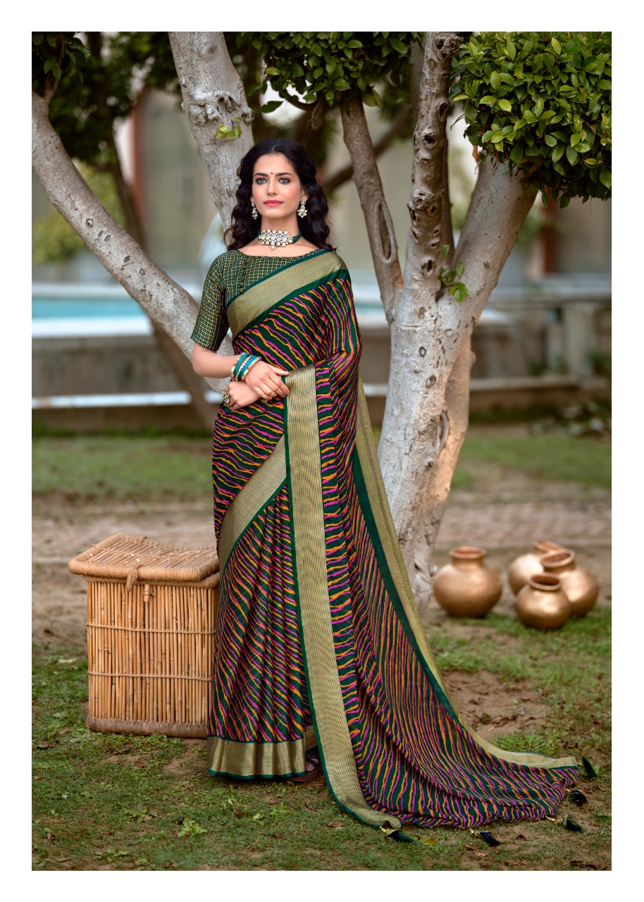 lt saree kashvi creation palash Butterfly Moss With Zari graceful print saree catalog