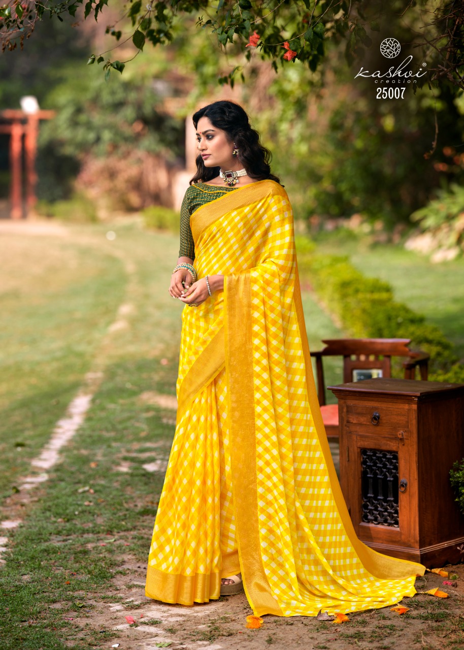 lt saree kashvi creation palash Butterfly Moss With Zari graceful print saree catalog