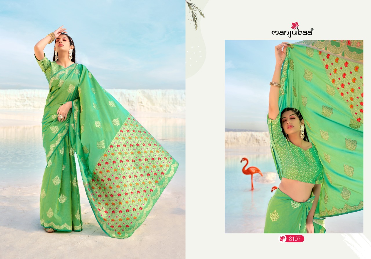 manjubaa madhur silk 8100 silk decent look saree catalog