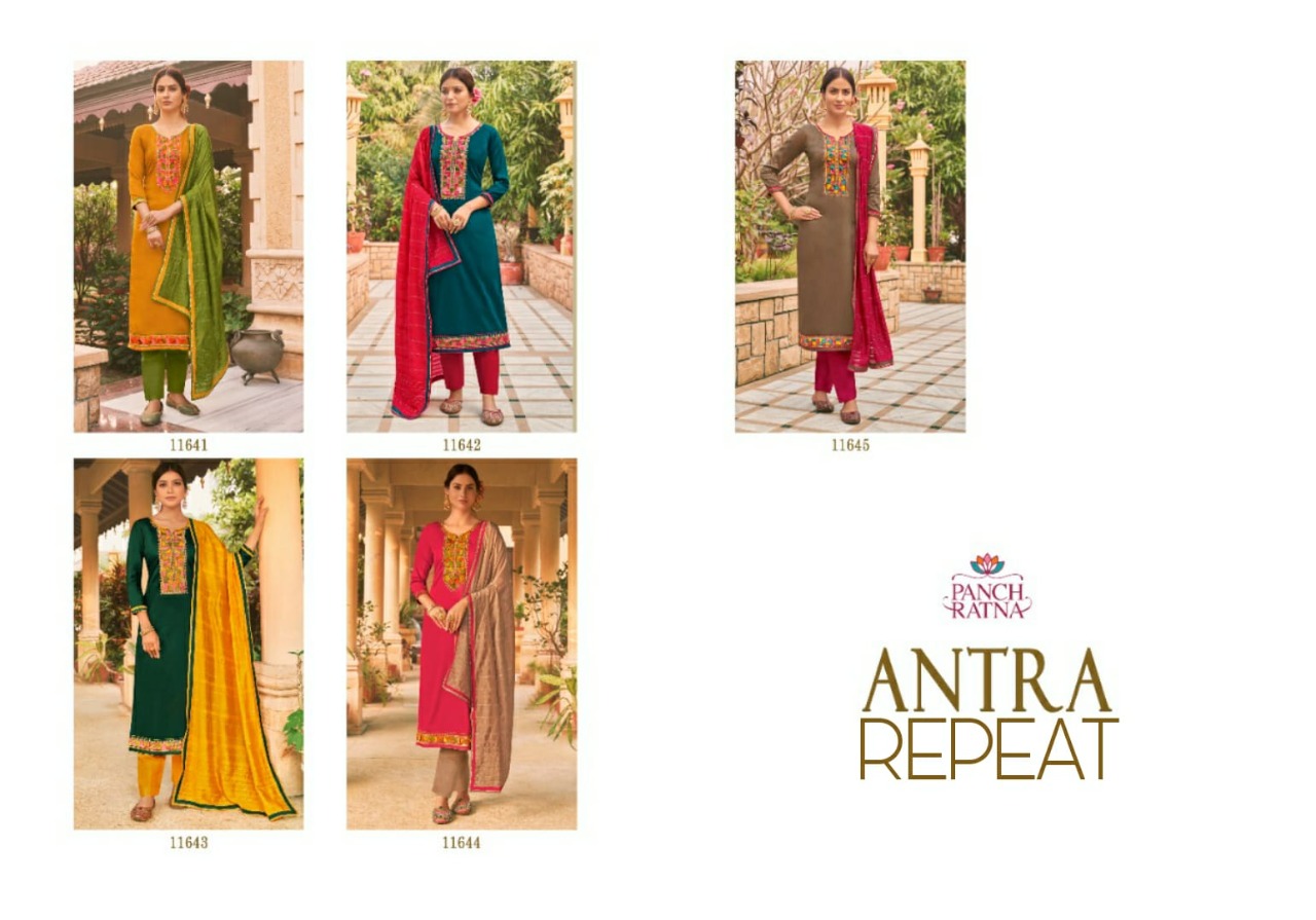 panch ratan repeat antra jam silk elegant look salwar suit catalog