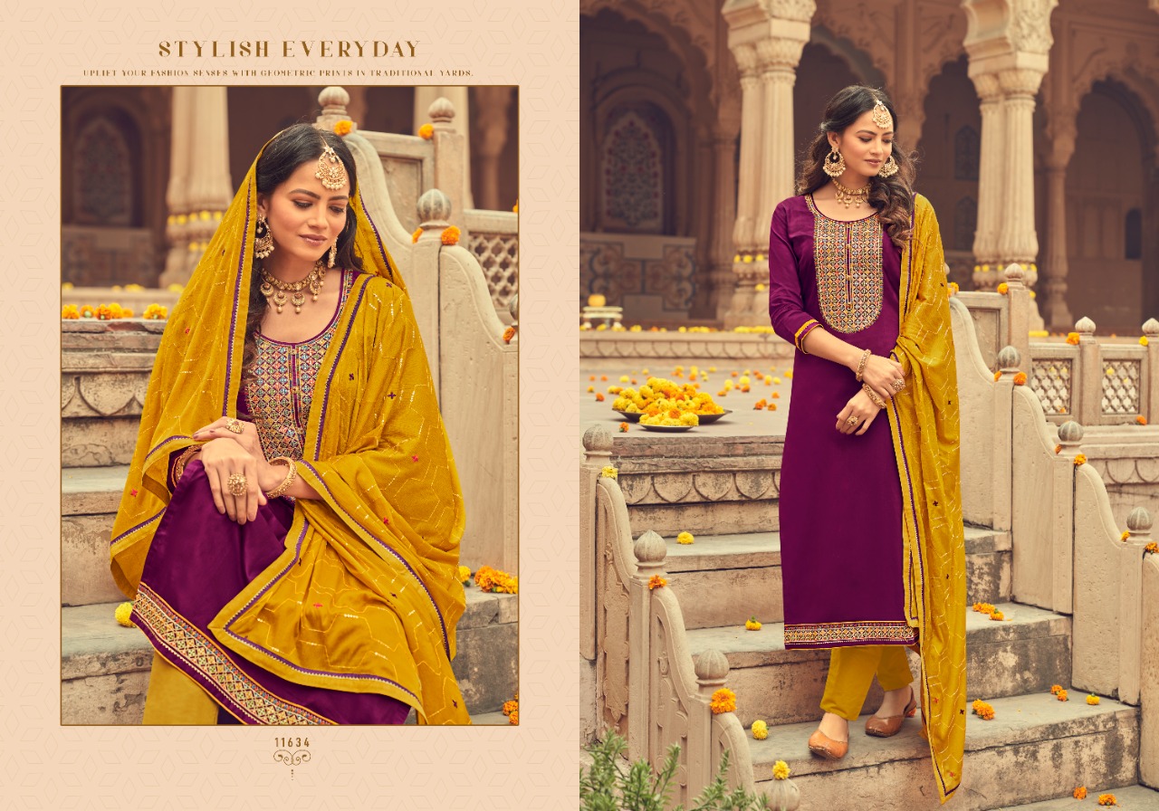 panch ratna ajrakh silk elegant salwar suit catalog