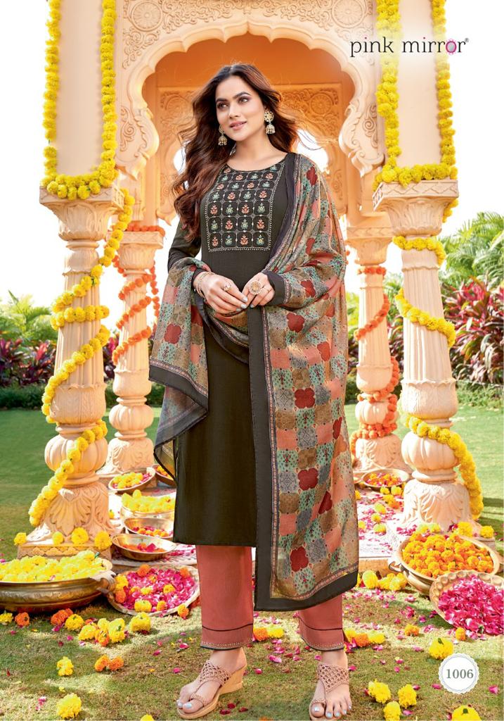 pink mirror mirror viscose catchy look kunti pant with dupatta catalog