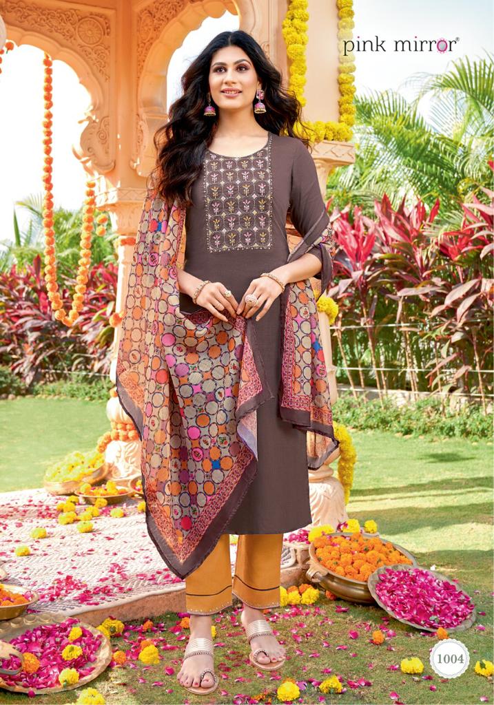 pink mirror mirror viscose catchy look kunti pant with dupatta catalog