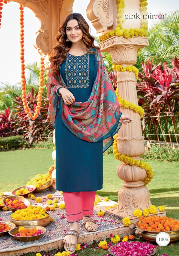 pink mirror mirror viscose catchy look kunti pant with dupatta catalog