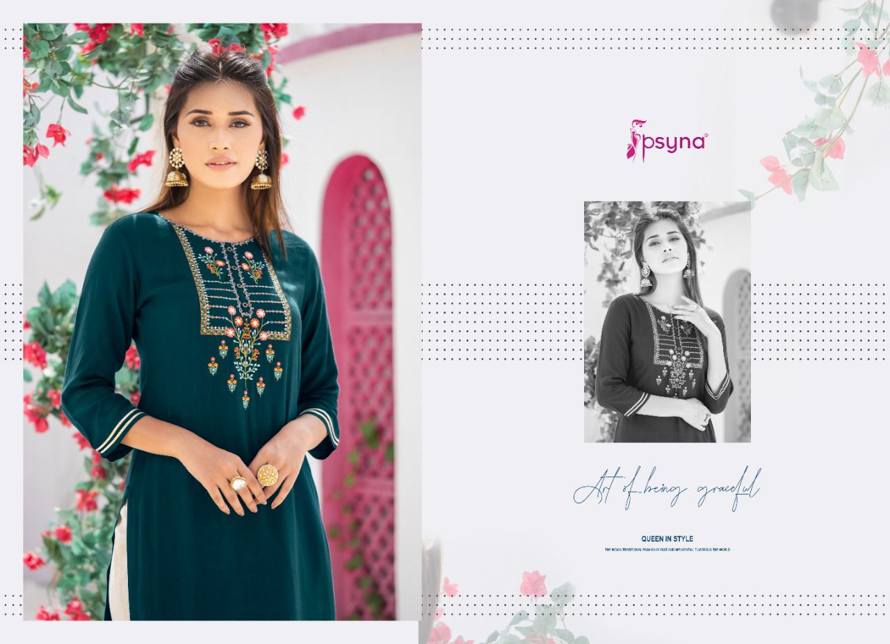 psyna pantaloon rayon casual look kurti catalog