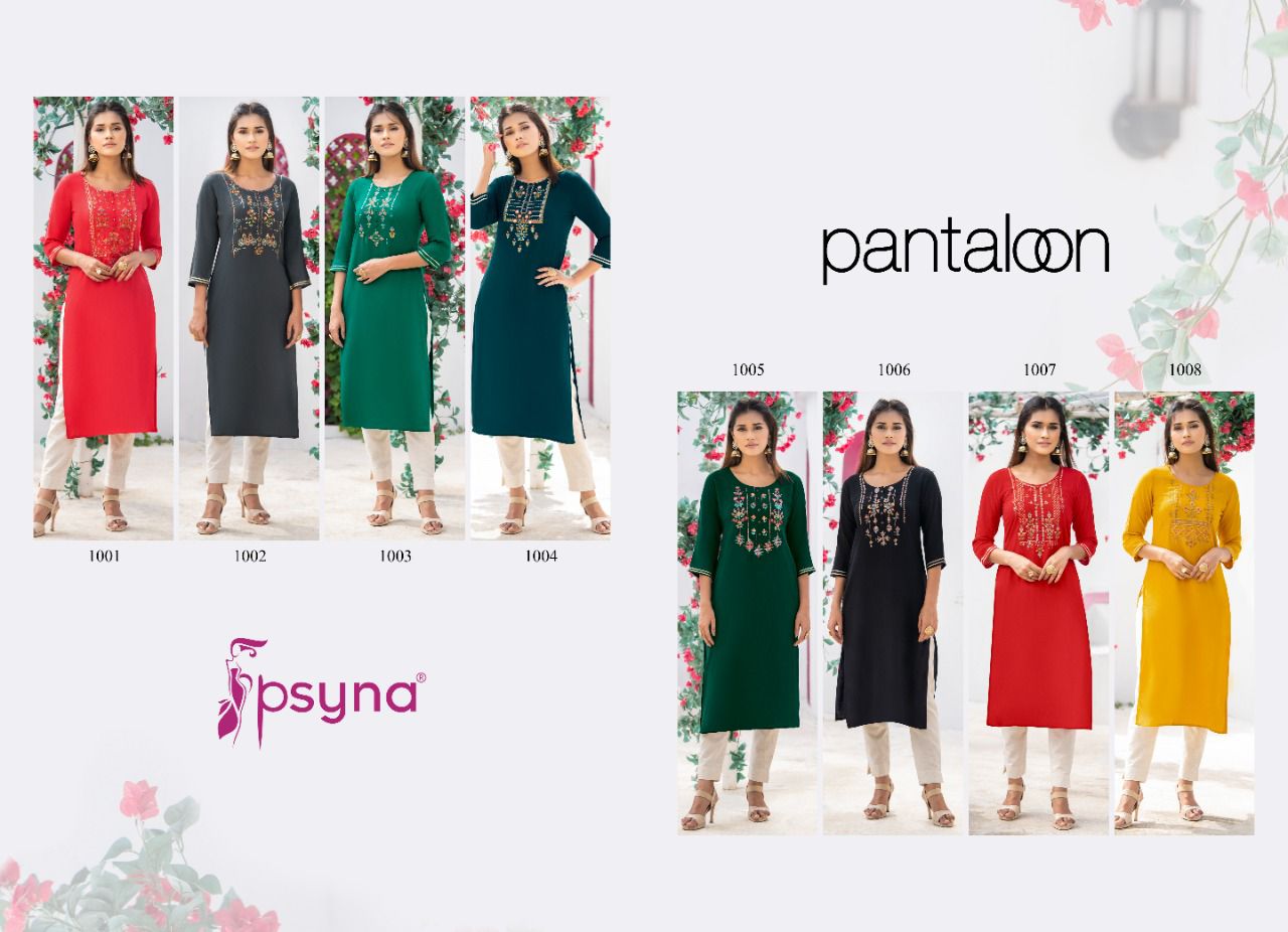 psyna pantaloon rayon casual look kurti catalog