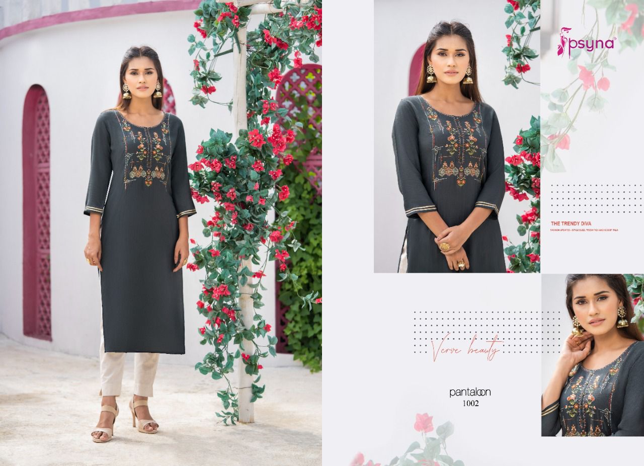 psyna pantaloon rayon casual look kurti catalog