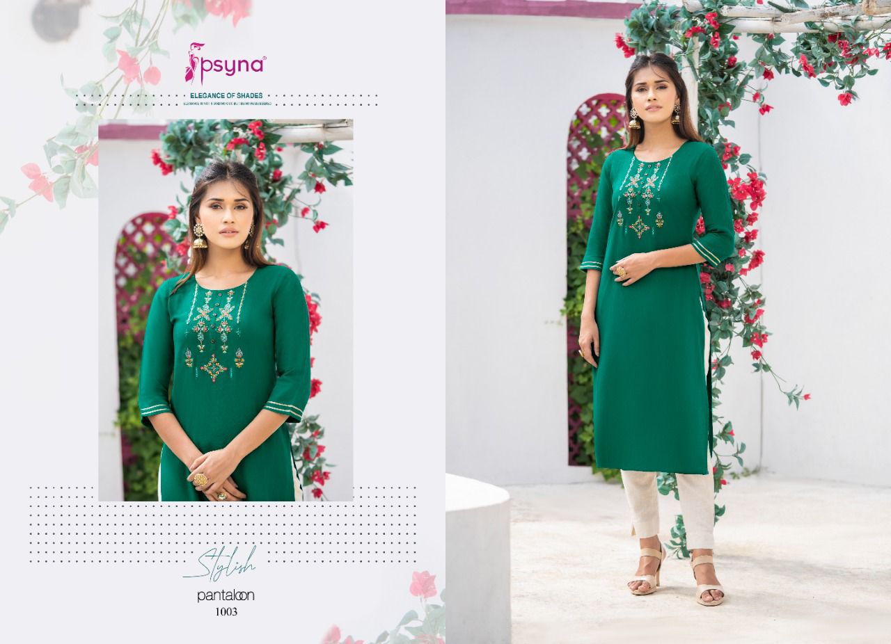 psyna pantaloon rayon casual look kurti catalog