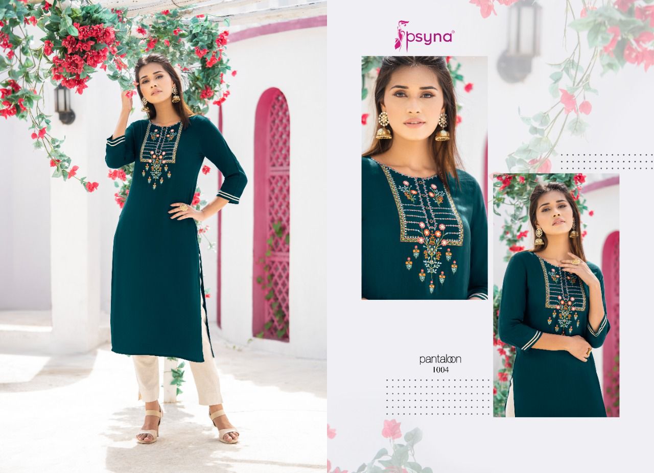 psyna pantaloon rayon casual look kurti catalog