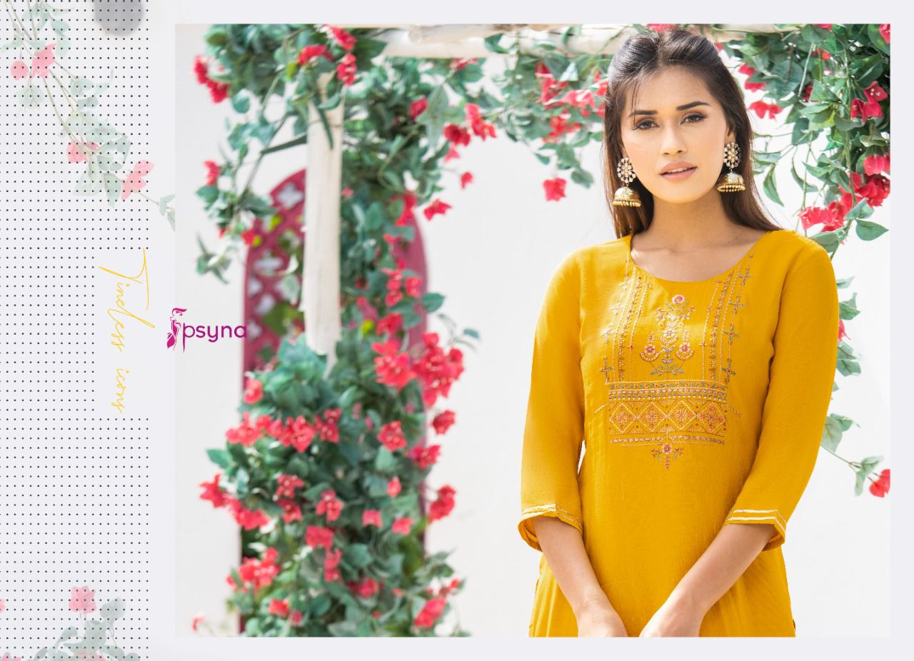 psyna pantaloon rayon casual look kurti catalog