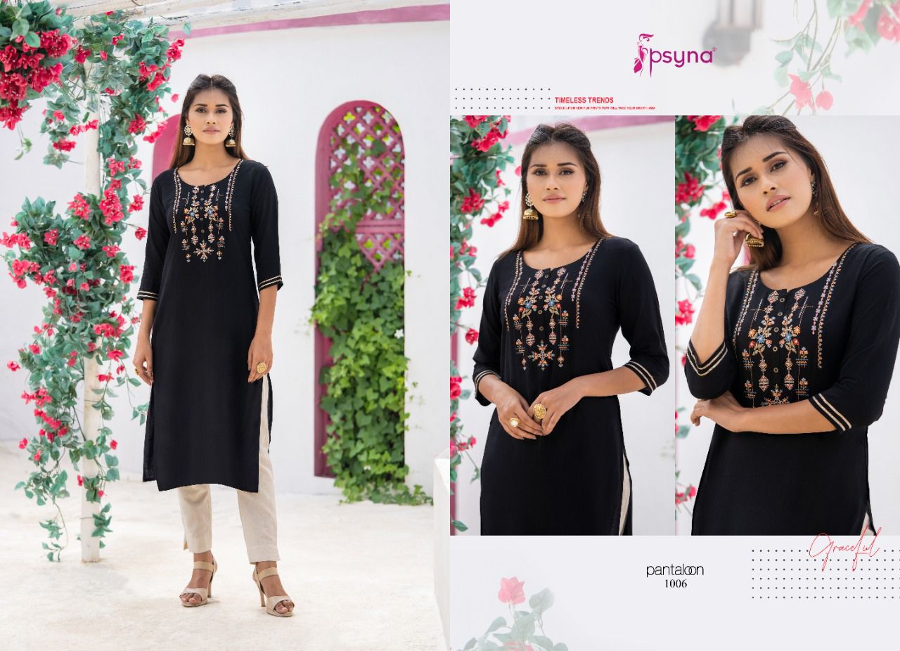 psyna pantaloon rayon casual look kurti catalog