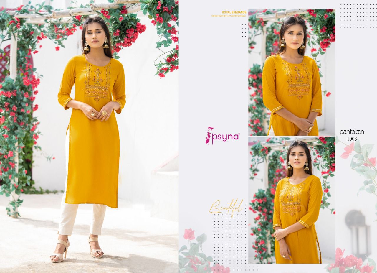 psyna pantaloon rayon casual look kurti catalog