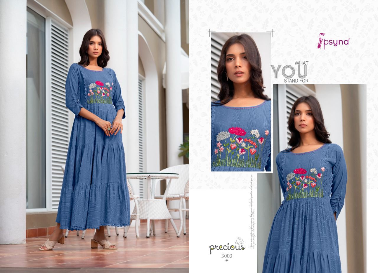 psyna precious vol 3 muslin rayon cotton innovalive look Classy Embro Gowns catalog