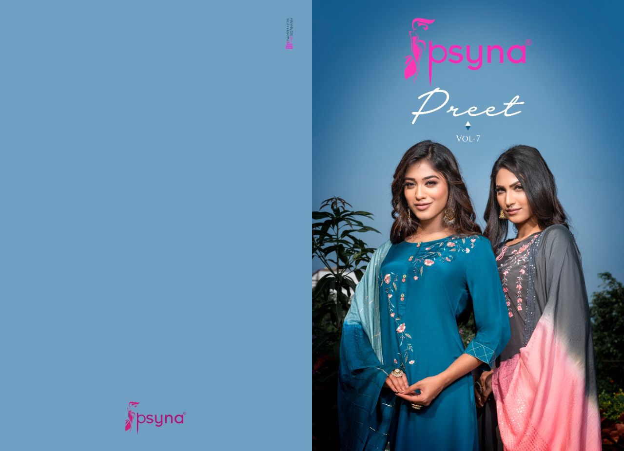 psyna preet vol 7 new and modern style top bottom with dupatta catalog