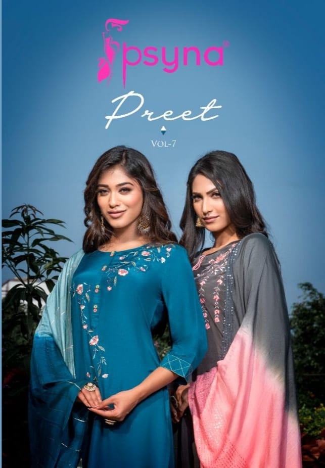 psyna preet vol 7 new and modern style top bottom with dupatta catalog