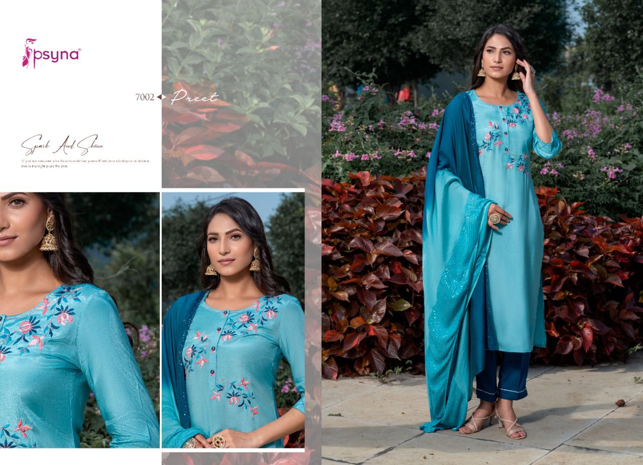 psyna preet vol 7 new and modern style top bottom with dupatta catalog