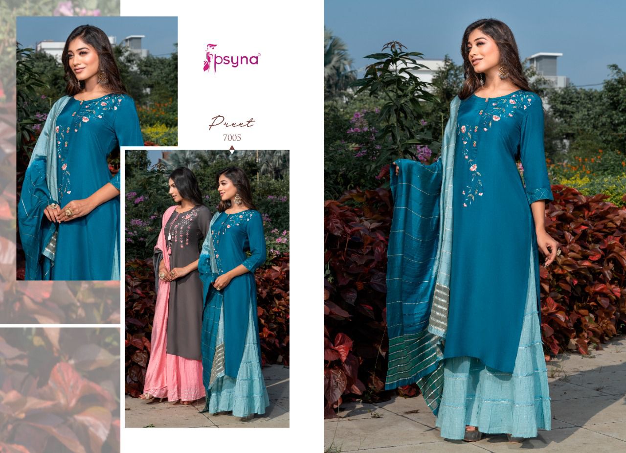 psyna preet vol 7 new and modern style top bottom with dupatta catalog