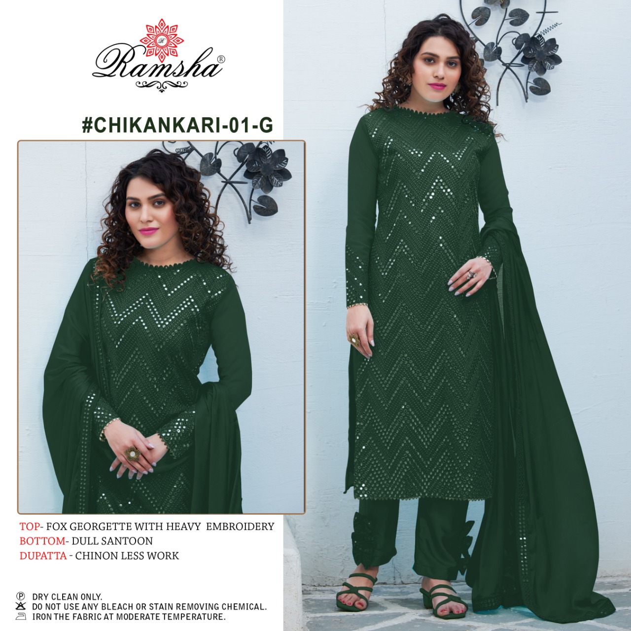 Ramsha RAMSHA Chikankari 01 G Salwar Kameez Georgette Singles