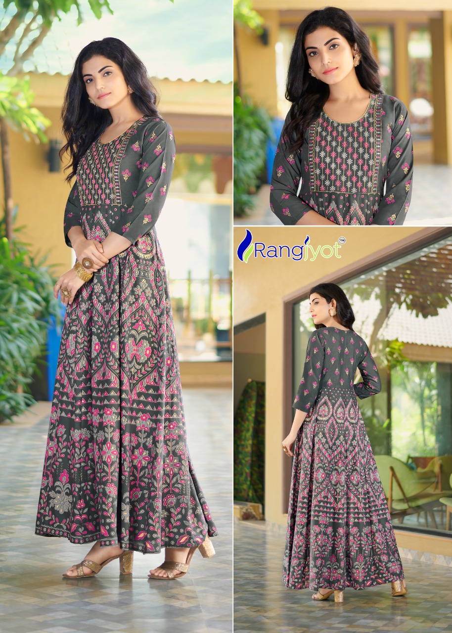 Rangjyot rangrez rayon elegant look kurti catalog