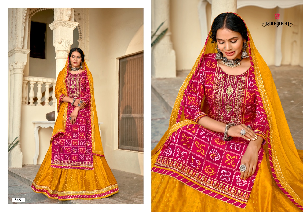 rangoon bandhan rayon gorgeous look top bottom with dupatta catalog