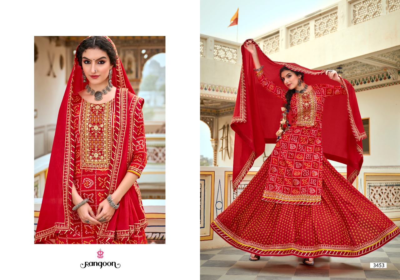 rangoon bandhan rayon gorgeous look top bottom with dupatta catalog