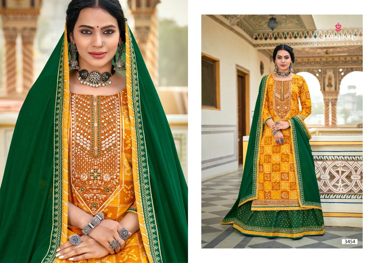 rangoon bandhan rayon gorgeous look top bottom with dupatta catalog