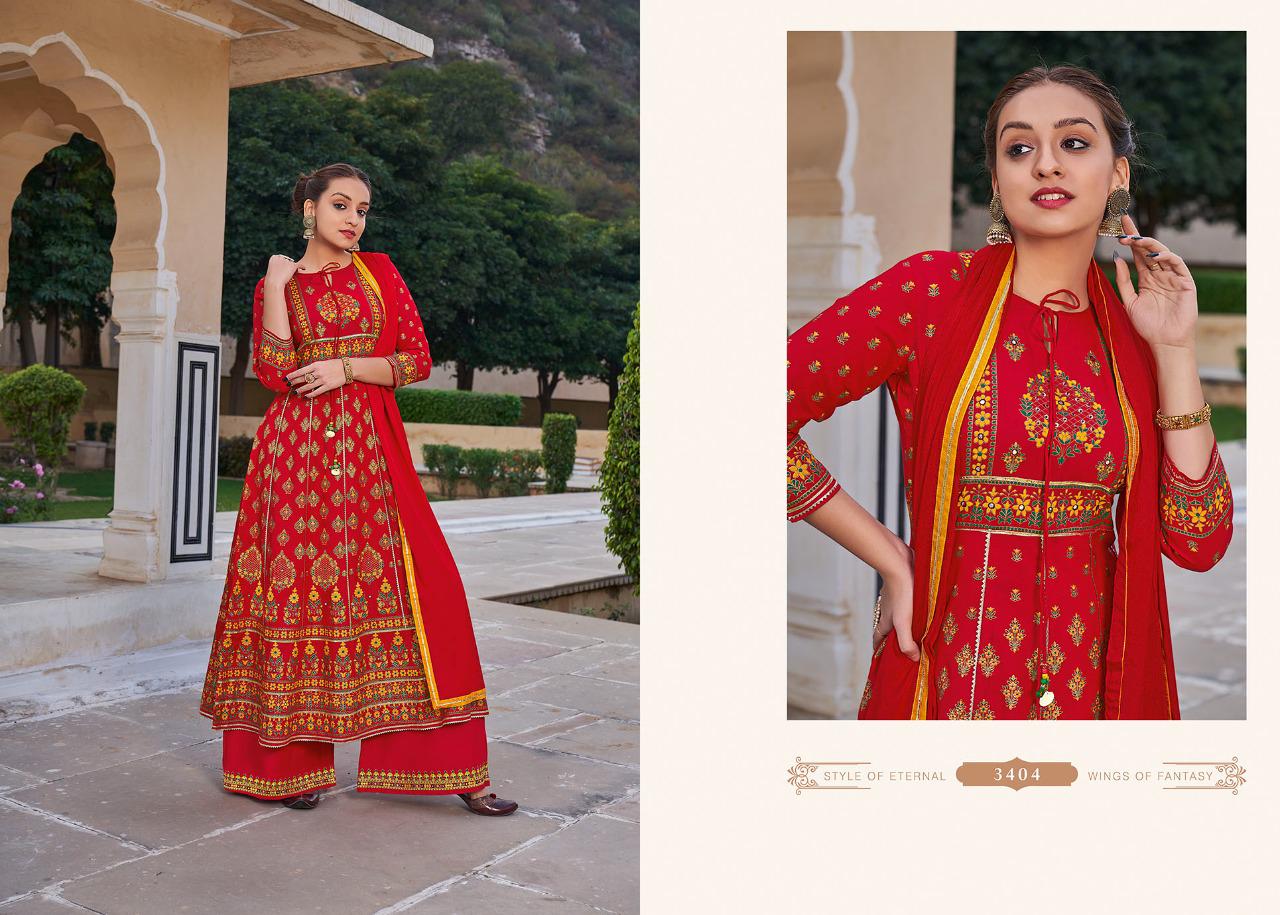 rangoon inspire rayon classic trendy look top bottom with dupatta catalog