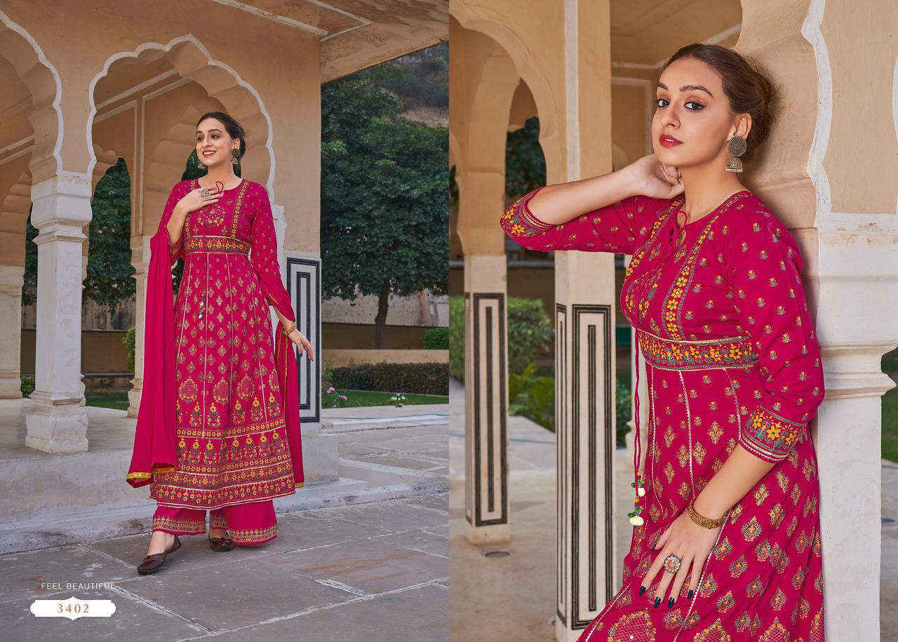 rangoon inspire rayon classic trendy look top bottom with dupatta catalog