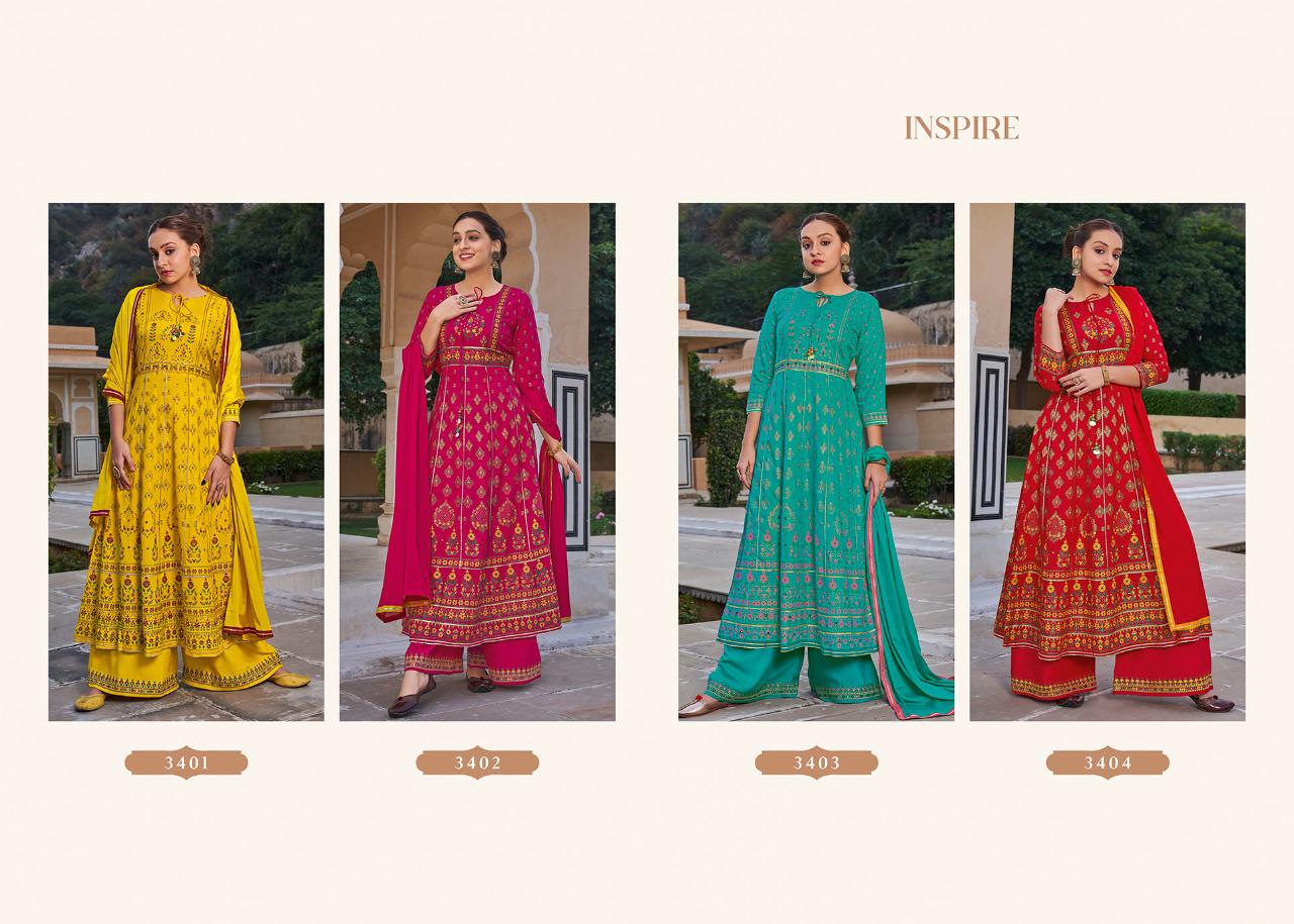 rangoon inspire rayon classic trendy look top bottom with dupatta catalog