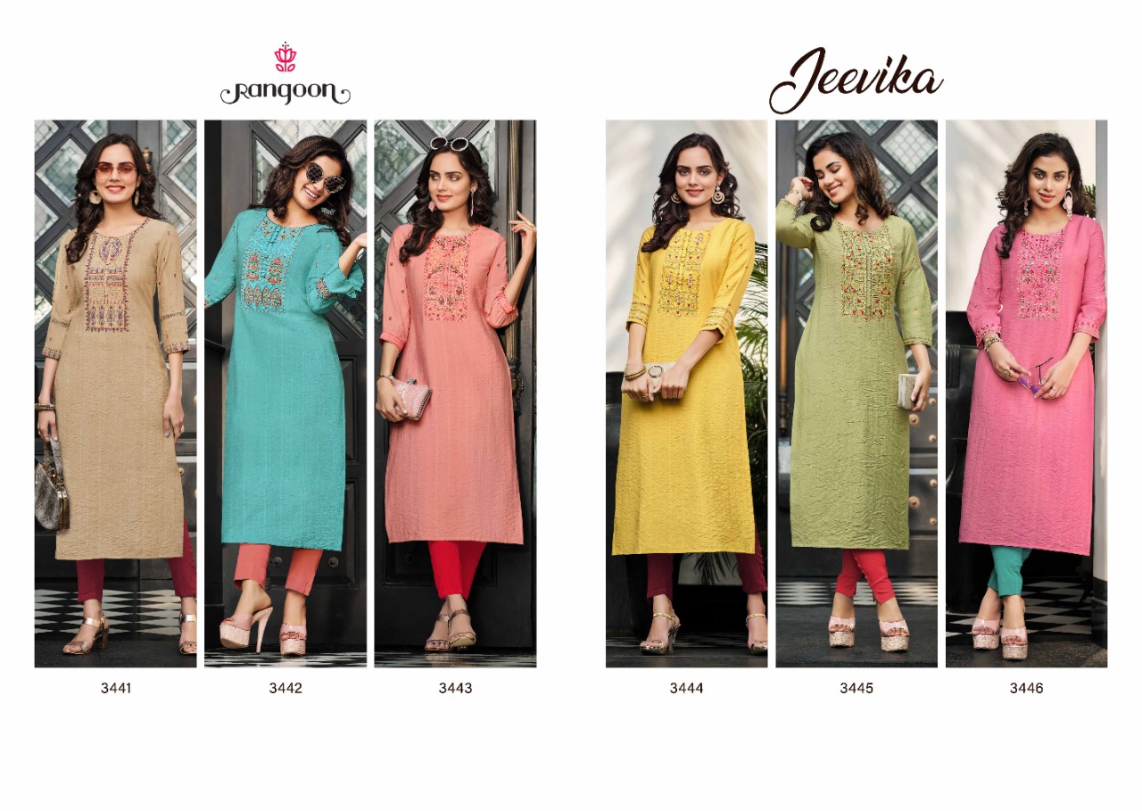 rangoon kessi jeevika voscose new and modern style kurti catalog