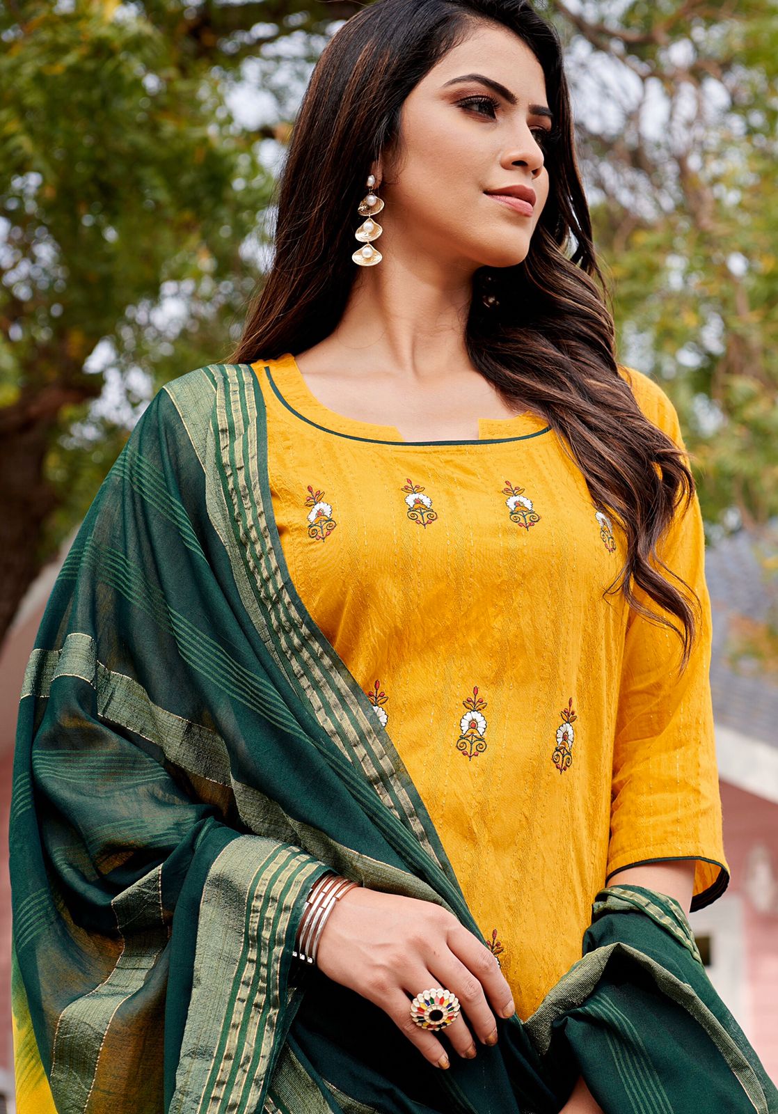 rijiya trends vasant vol 3 viscose catchy look top bottom with dupatta catalog