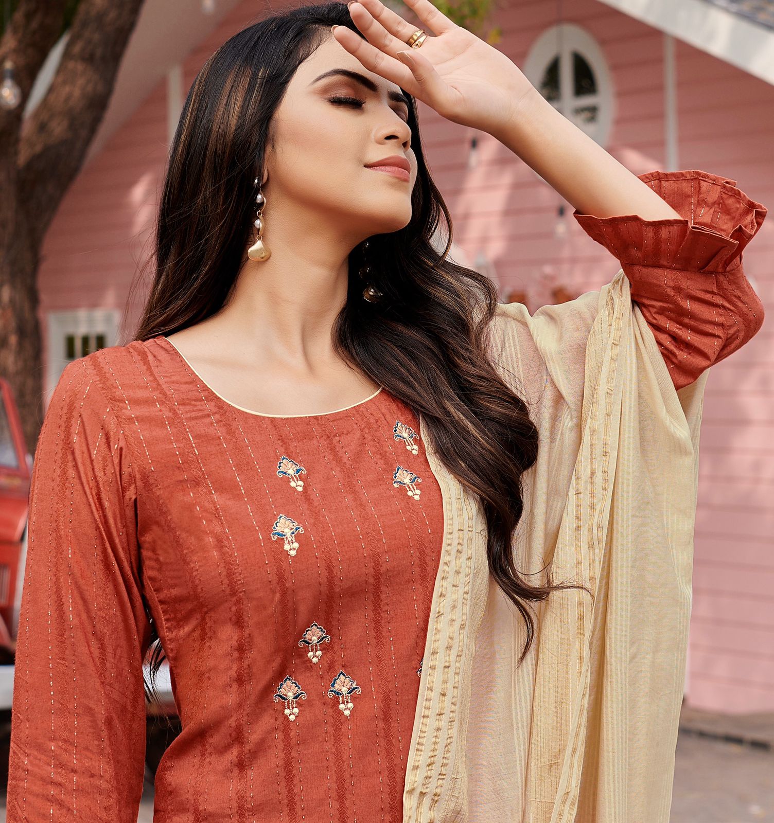 rijiya trends vasant vol 3 viscose catchy look top bottom with dupatta catalog