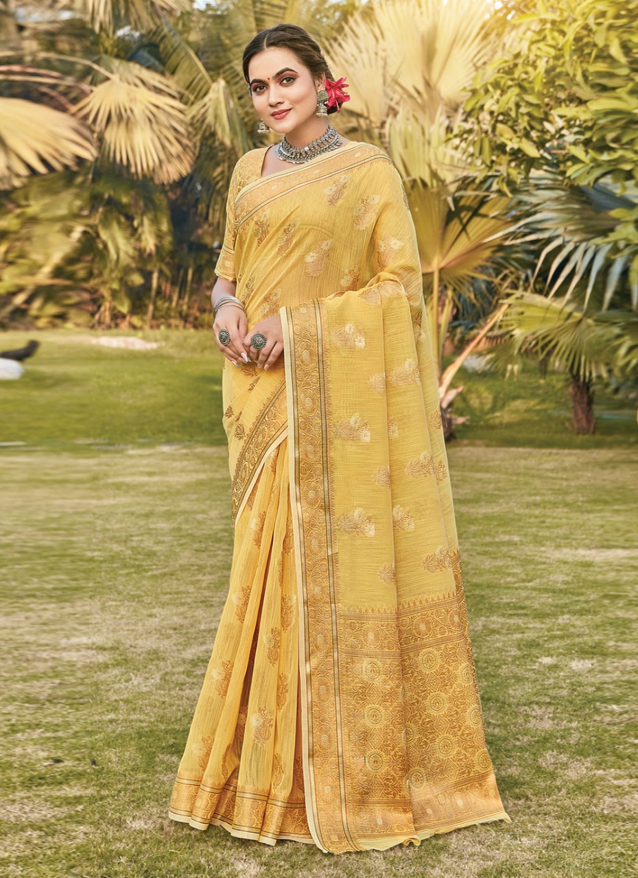 sangam print gulabi linen grace ful look saree catalog