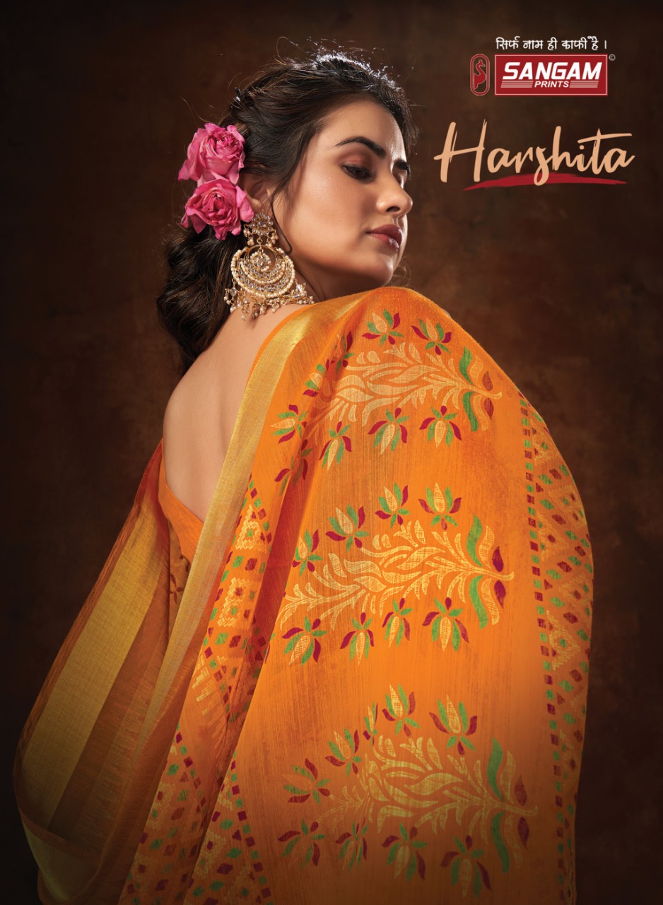 sangam print harshita cotton graceful look saree catalog