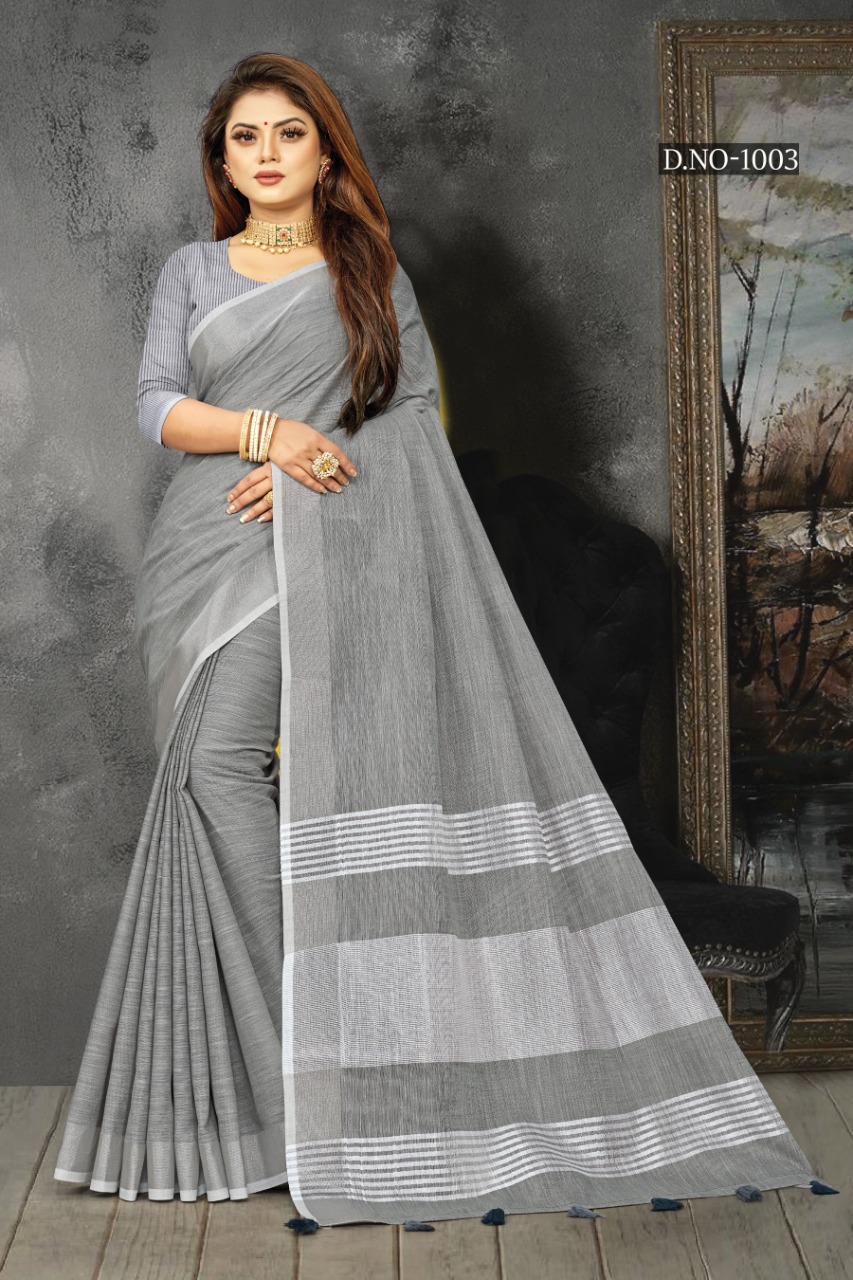 sangam print karigiri linen classic trendy look saree catalog