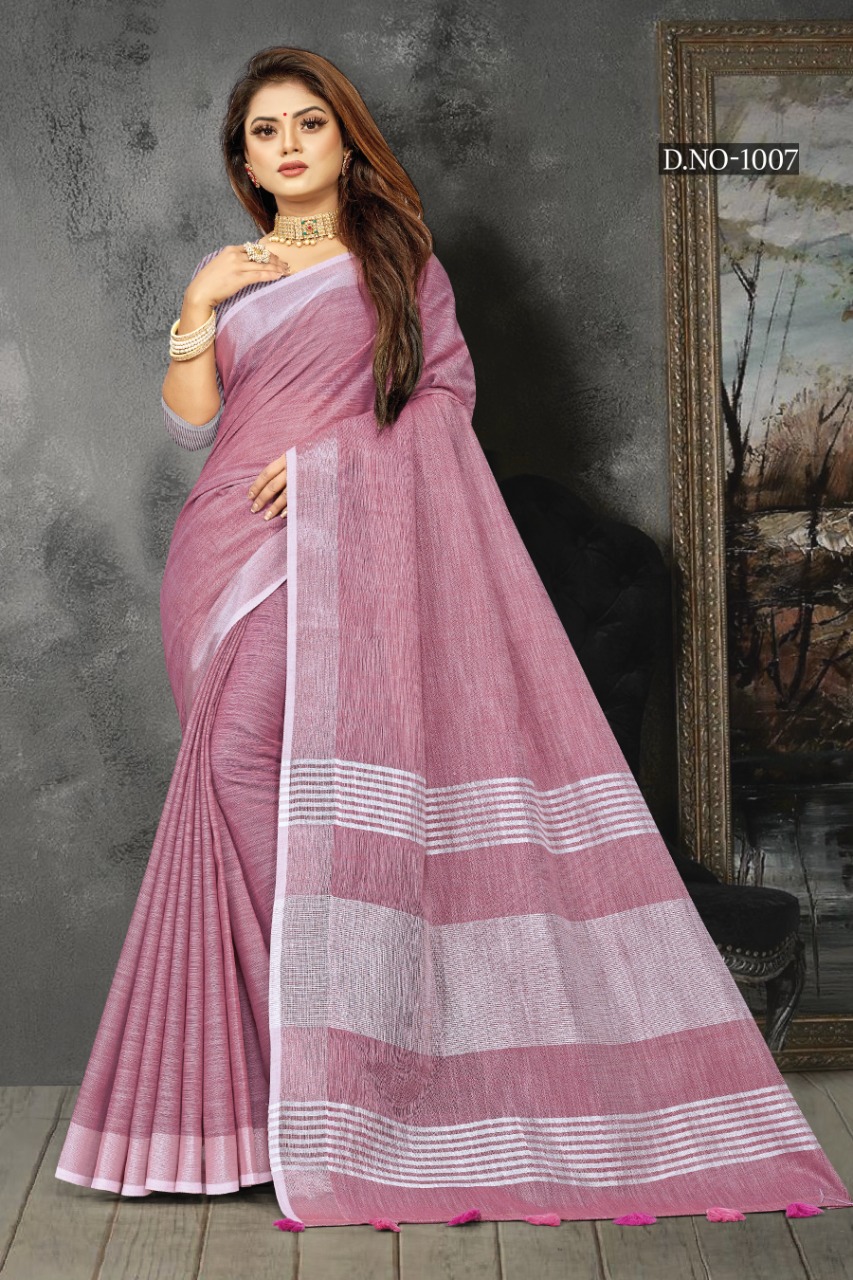 sangam print karigiri linen classic trendy look saree catalog