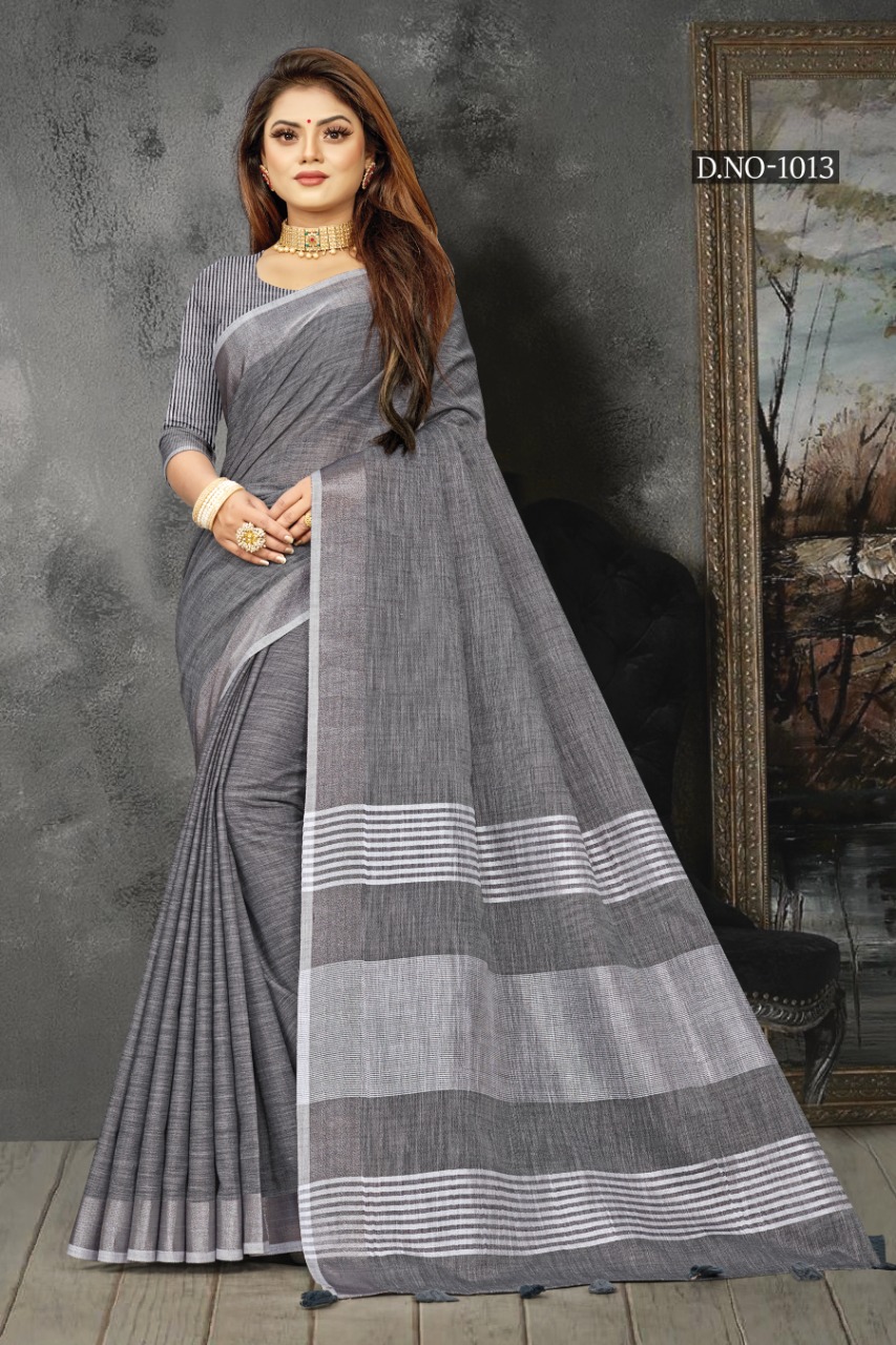 sangam print karigiri linen classic trendy look saree catalog