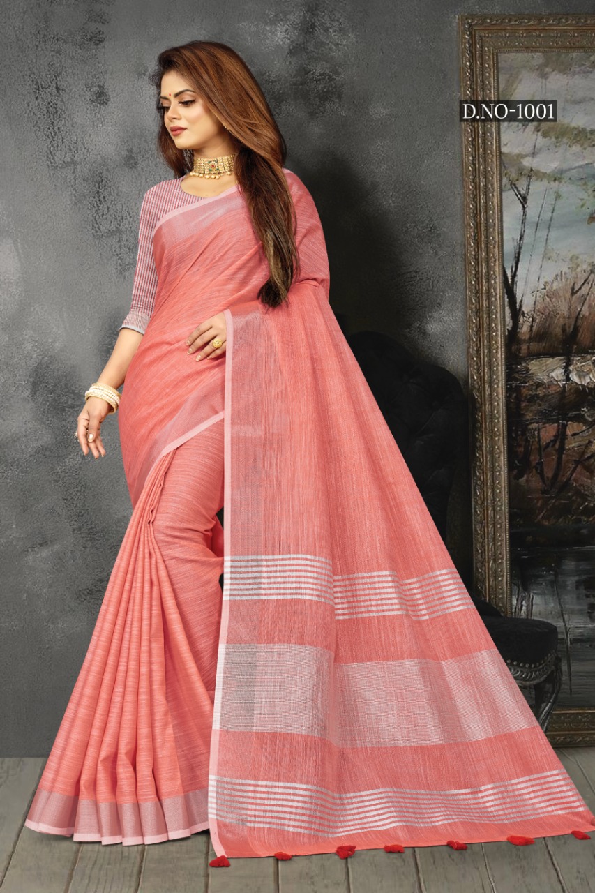 sangam print karigiri linen classic trendy look saree catalog