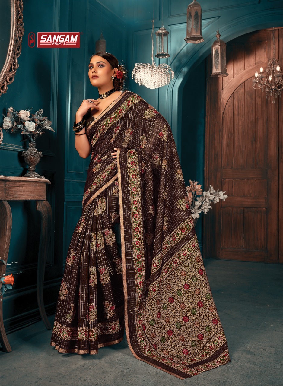 sangam print richa cotton graceful look saree catalog