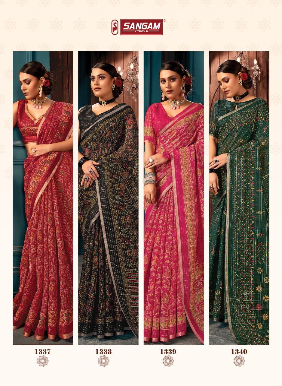 sangam print richa cotton graceful look saree catalog