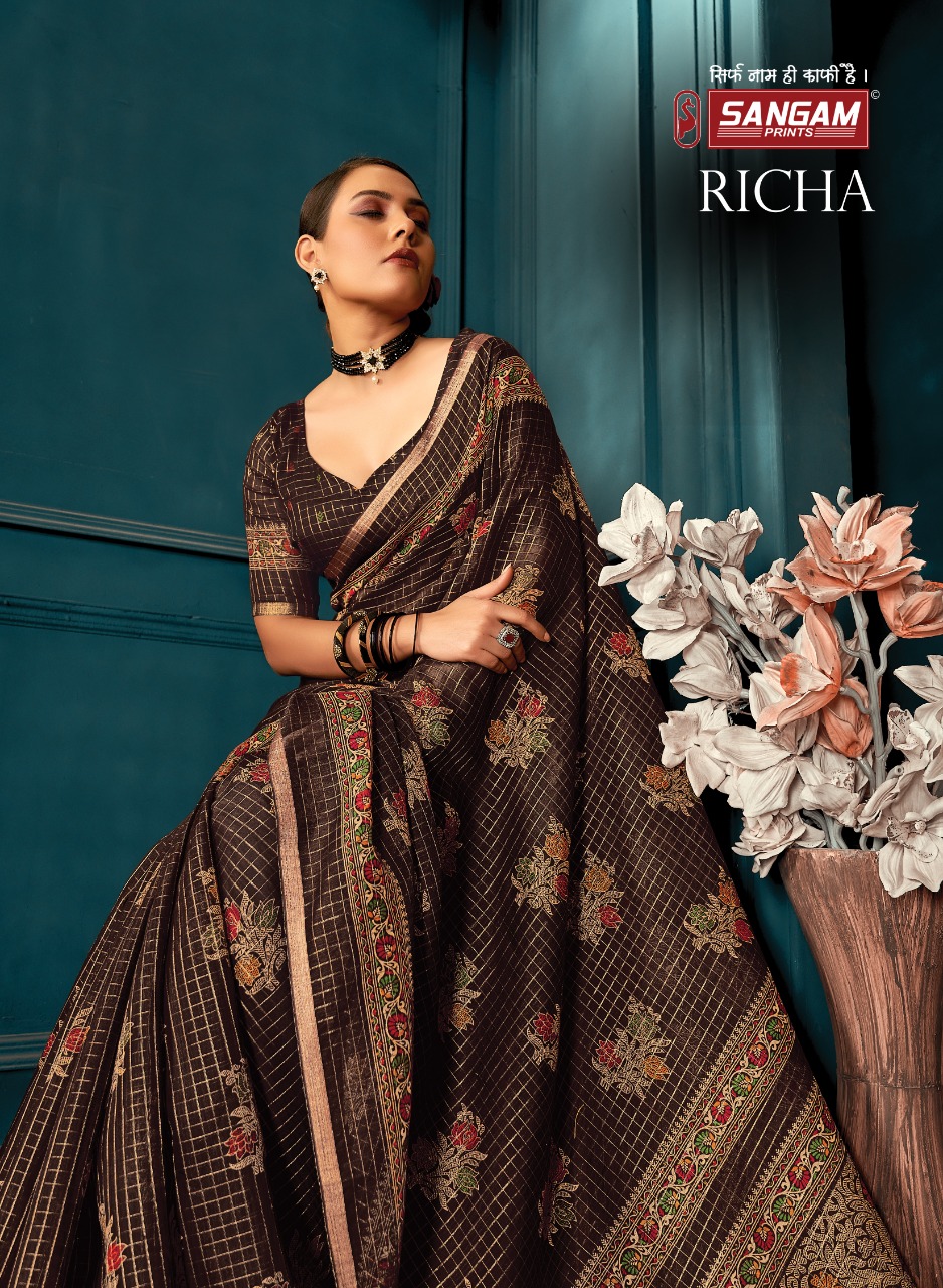 sangam print richa cotton graceful look saree catalog