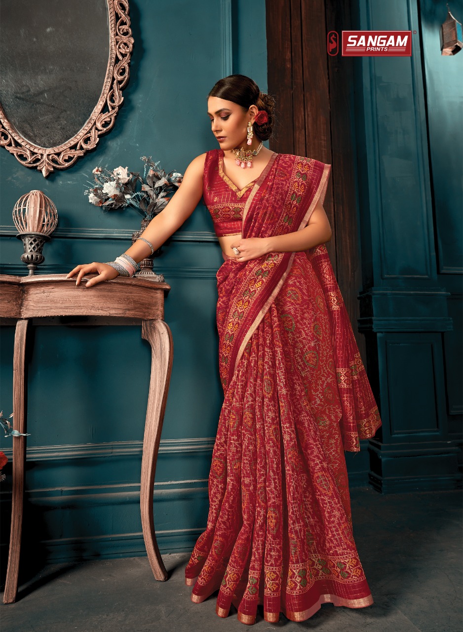 sangam print richa cotton graceful look saree catalog