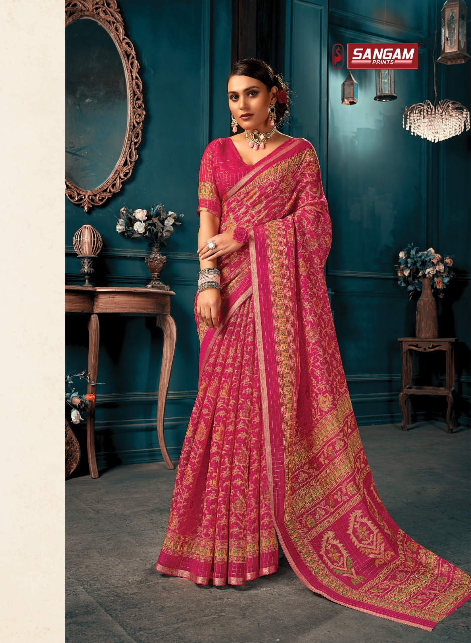 sangam print richa cotton graceful look saree catalog