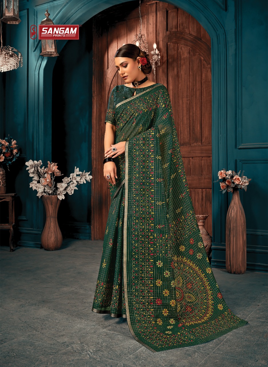 sangam print richa cotton graceful look saree catalog