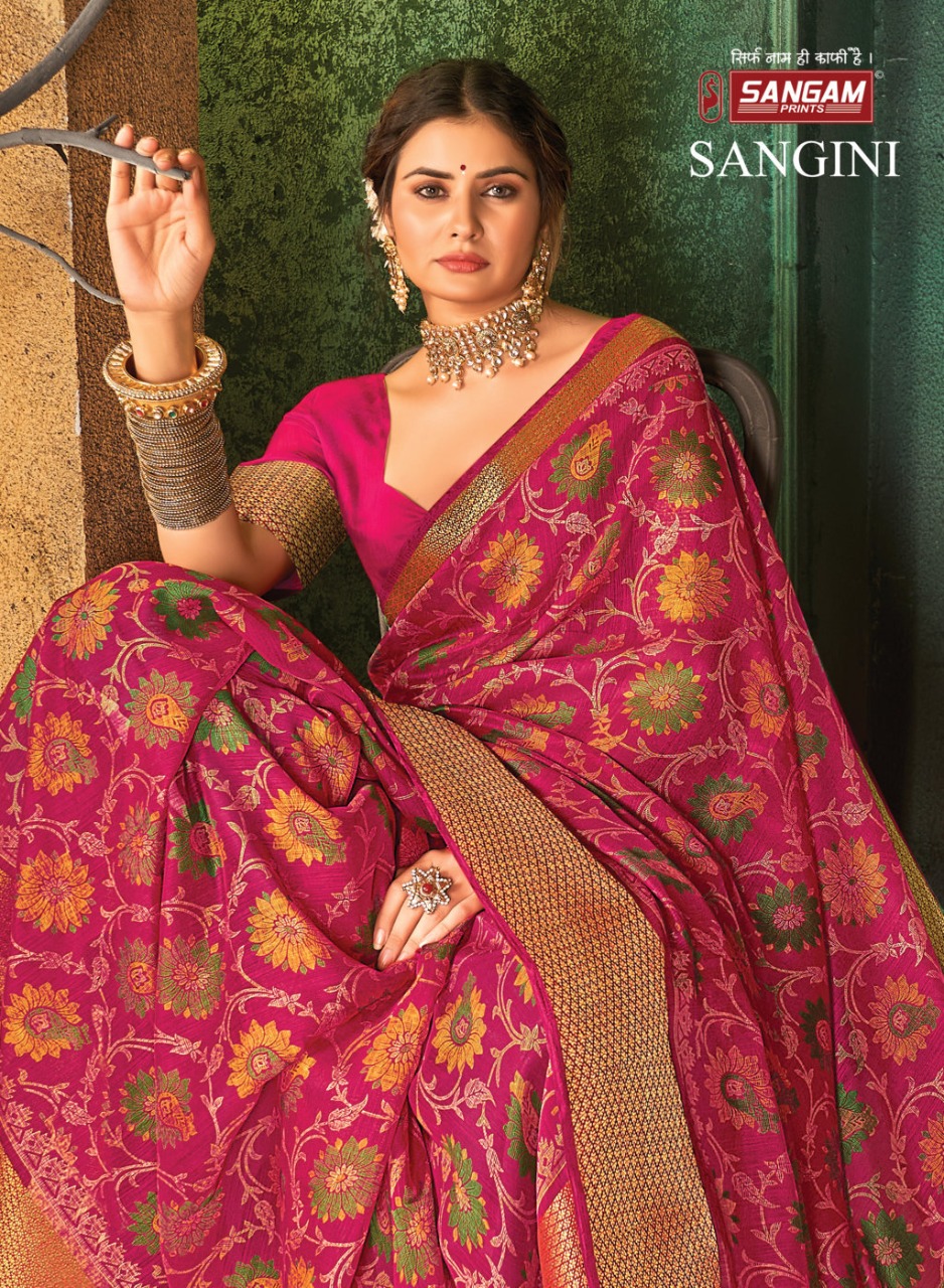 sangam print sangini cotton authentic fabric saree catalog