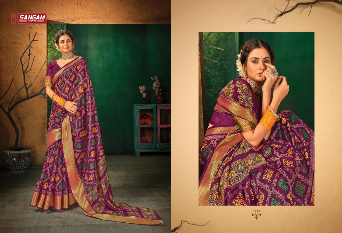 sangam print sangini cotton authentic fabric saree catalog