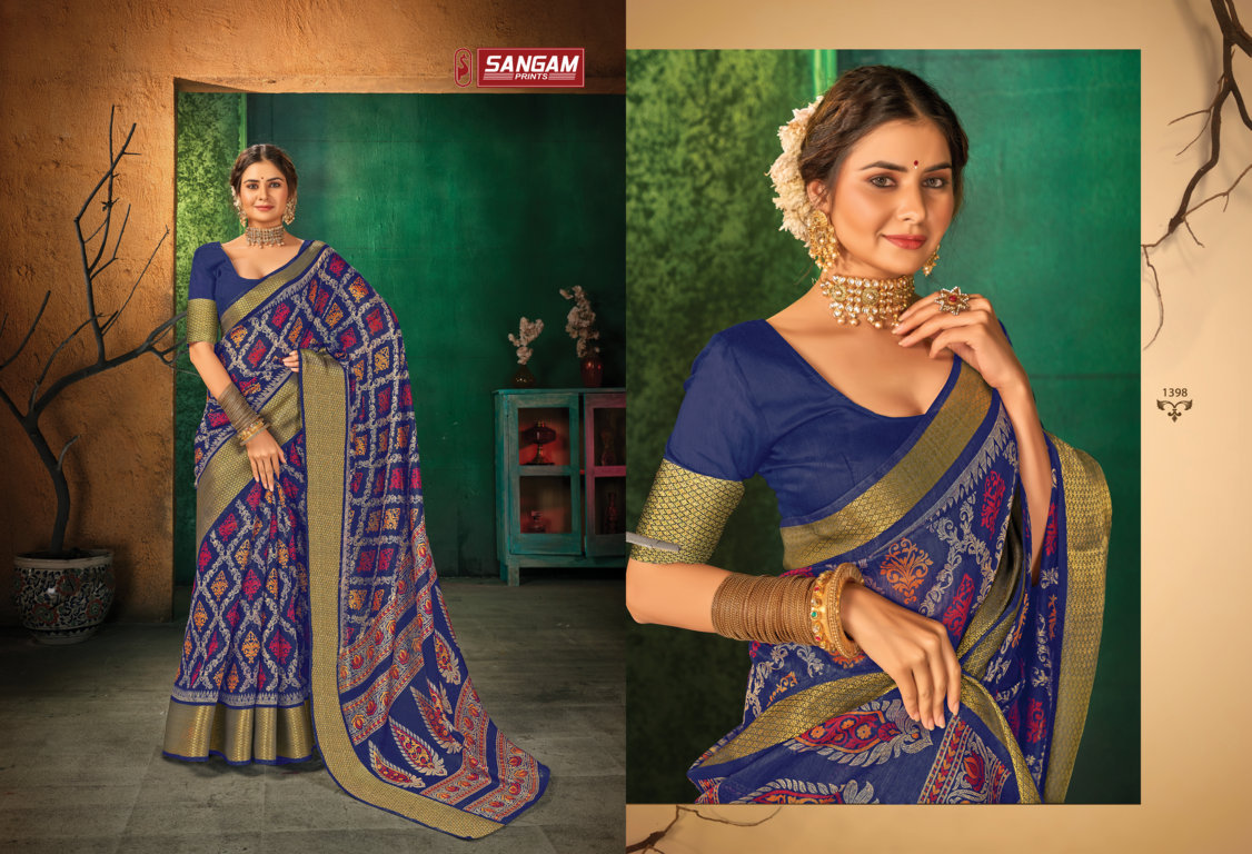 sangam print sangini cotton authentic fabric saree catalog