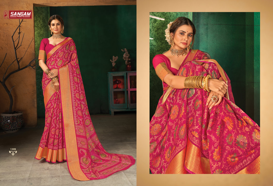 sangam print sangini cotton authentic fabric saree catalog